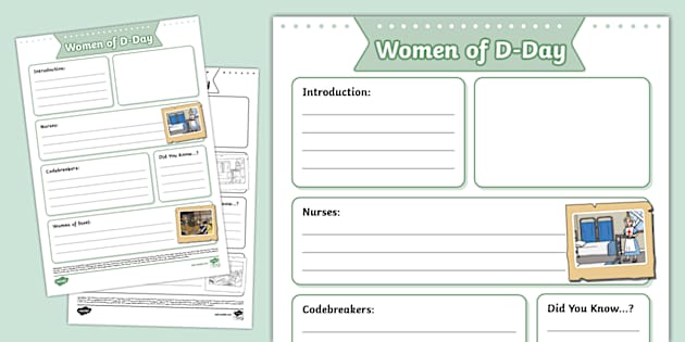 * NEW * Women of D-Day KS1 Non-Chronological Report Template