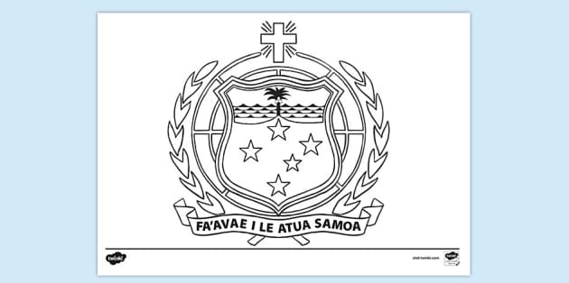 FREE! - Crest of Samoa Colouring | Colouring Sheets - Twinkl
