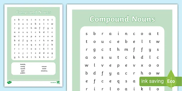 compound nouns word search teacher made