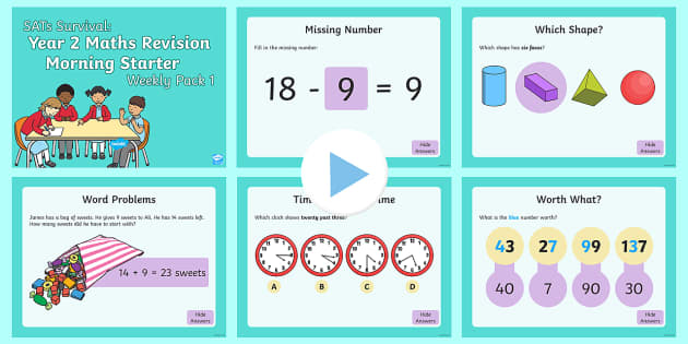 sats survival year 2 maths revision 1 morning starter