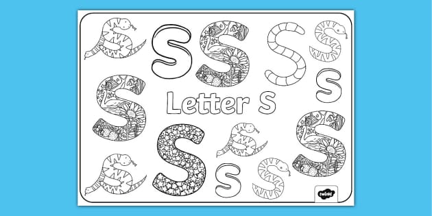 Letter S Doodle Colouring Page (teacher made) - Twinkl