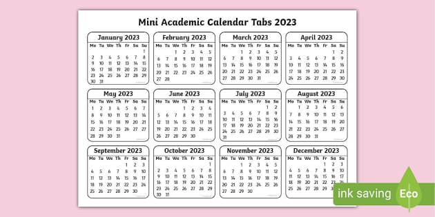 Mini Calendar Tabs 2023 (teacher made) - Twinkl