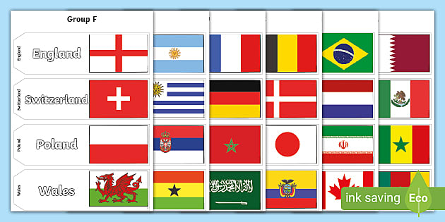 2022 Men's World Cup Country Name and Flags Paper Chain