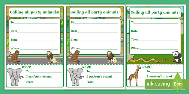 FREE! - Zoo Themed Party Invitations (teacher made) - Twinkl