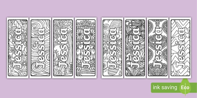 Jessica Mindfulness Name Colouring Bookmarks | Twinkl | KS1