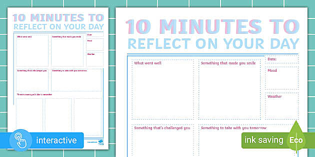 10 minutes to reflect - planner insert | Twinkl Busy Bees