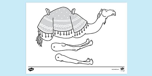 Printable Camel Outline Split Pin Puppet Template