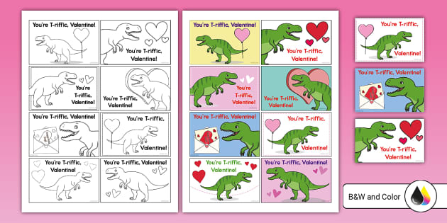 T-Rex Valentine's Card Template (teacher made) - Twinkl