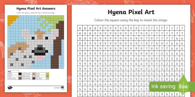 FREE! - Hyena Pixel Art Template | Twinkl Pixel Art Template| Art