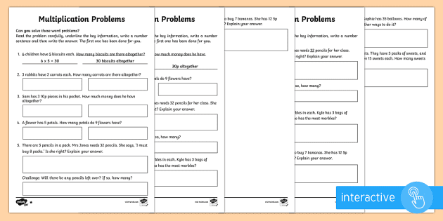 year 2 multiplication word problems homework worksheet