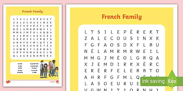 Free French Family Members Wordsearch Teacher Made