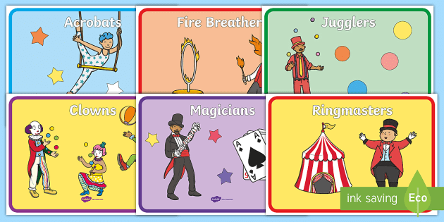23 Circus themed Flash Cards New. Educational learning activity for children 