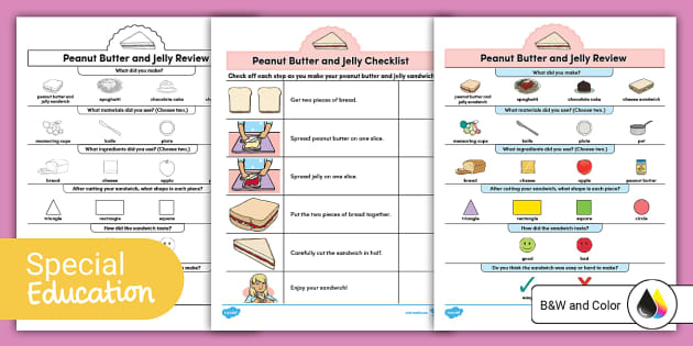 Peanut Butter and Jelly Directions and Review Activity