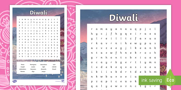 Diwali Word Second Level Search (teacher made) - Twinkl