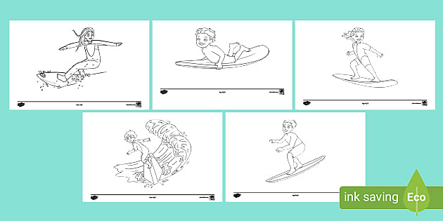 FREE! - Surfboard Template - Colouring Page - Educational Resources