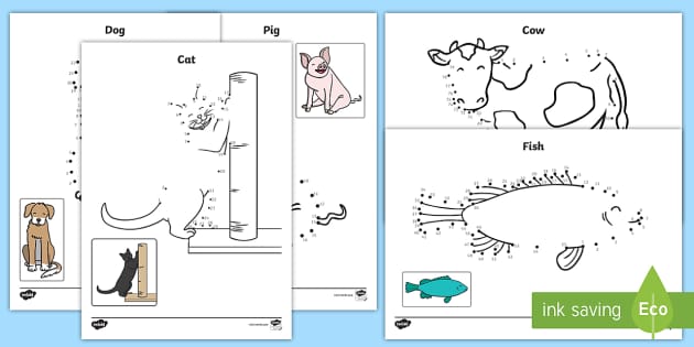 Free Dot To Dot Sheets Animals Teacher Made