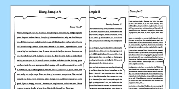 Examples of Diary Writing Entries - Teaching Resource