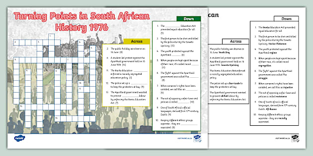Turning Points in South Africa 1976: Crossword Puzzle