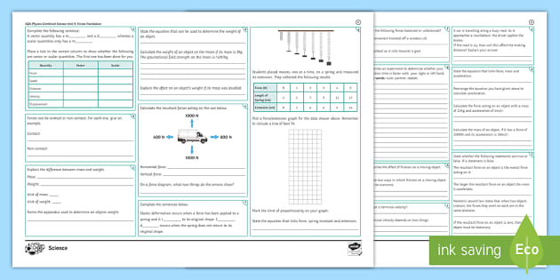 Aqa Physics Combined Forces Foundation Revision Beyond 1794