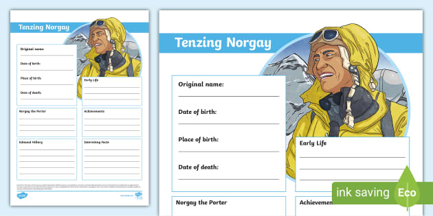 Tenzing Rikzel Tenzing Norgay Fact File Template (l'enseignant a fait)