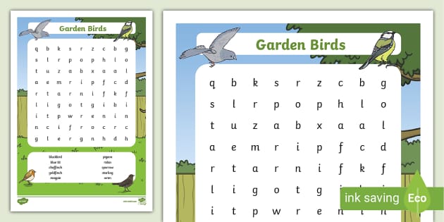 Garden Birds Word Search (Hecho por educadores) - Twinkl
