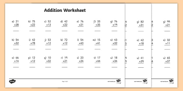 two digit addition worksheet worksheet teacher made