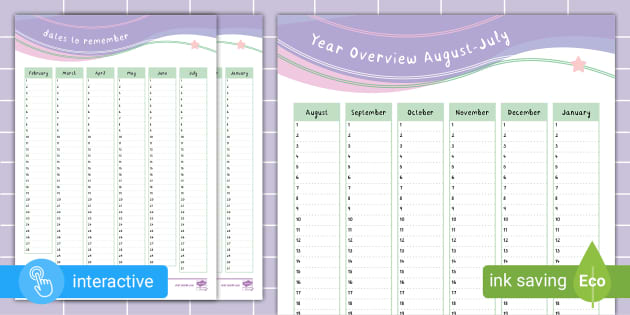 Academic Year Overview Planner Insert | Twinkl Busy Bees