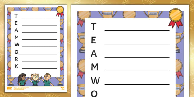 Teamwork Acrostic Poem - Twinkl