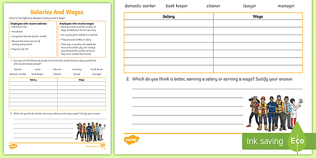 Salaries And Wages Worksheet (teacher made)