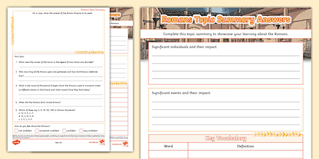 Romans Topic Summary Template (teacher made) - Twinkl