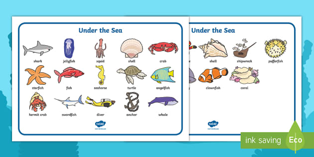 Море по английски. Under the Sea Vocabulary. Under the Sea ESL. Sea Word. This and the Sea в английском языке.