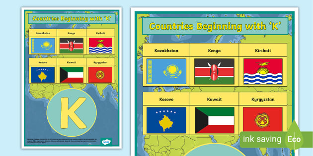 Countries Beginning with 'K' Display Poster (teacher made)