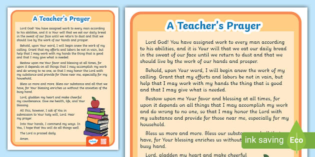 A Teacher's Prayer | Grades 2 - 6 | Twinkl (teacher made)