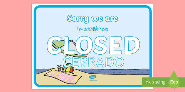 Travel Agents Closed Sign Role Play Signs English Spanish