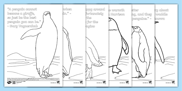 * NEW * Quotes about Penguins Colouring Pages Pack - Twinkl