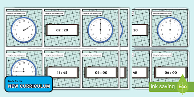 Telling The Time Analogue and Digital Matching Cards