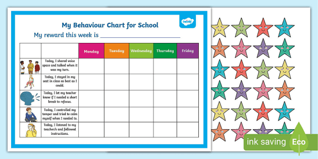 REWARD CHART Behaviour-Potty-Chores-Goals-SEN-Autism 4 colours to choose from 