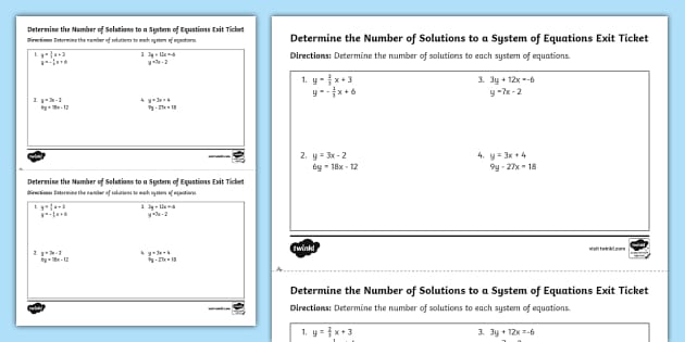 Eighth Gr. Dtr. the Number of Solutions to a System of Eq.