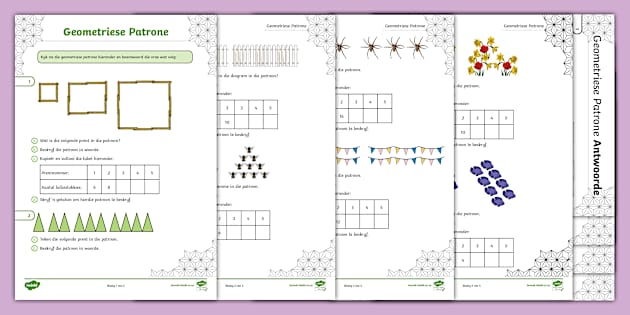 Graad 7 Geometriese Patrone Aktiwiteitblad (teacher made)