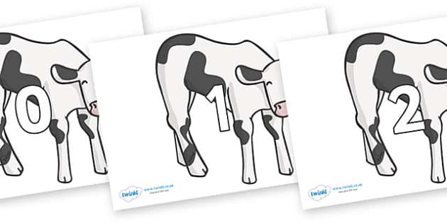 Numbers 0-100 on Cows (Hecho por educadores) - Twinkl