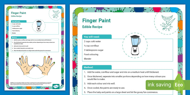 Edible Finger Paint Recipe (teacher made) - Twinkl