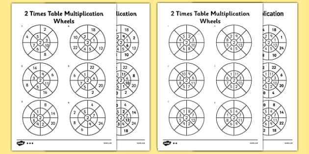 2 Times Table Wheels Worksheet Worksheet Pack