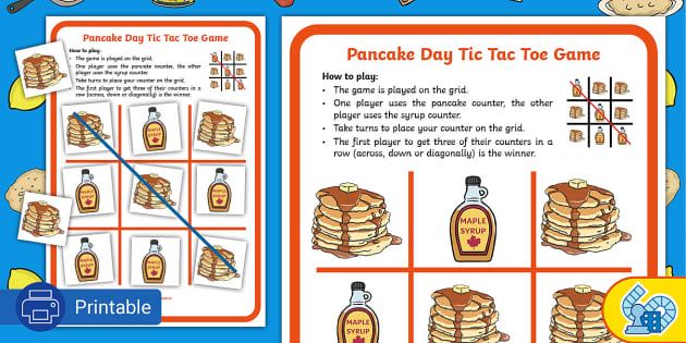 Pancake Day Tic Tac Toe Game teacher made Twinkl