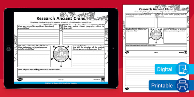Sixth Grade Ancient China Graphic Organizer - Twinkl