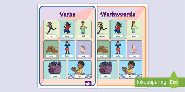 Werkwoorde Vertoon Plakkaat (Hecho Por Educadores) - Twinkl