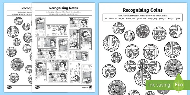 money recognition worksheet coins up to 2 cfe