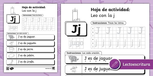 Hoja de actividad: Leo con la j (Teacher-Made) - Twinkl