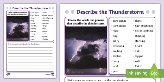 Describe The Thunderstorm Writing Activity (teacher Made)