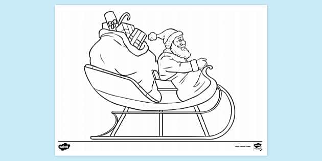 santa and reindeer flying coloring pages
