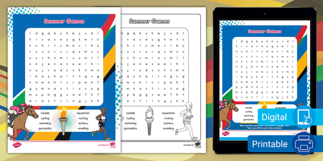 Summer Games Word Search for K-2nd Grade - Twinkl